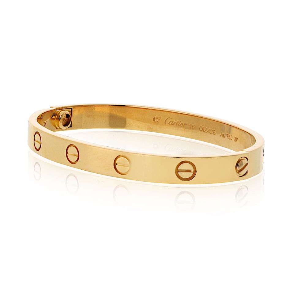Cartier 18K Yellow Gold Love Bangle with 0.65ct Diamonds, Size 16
