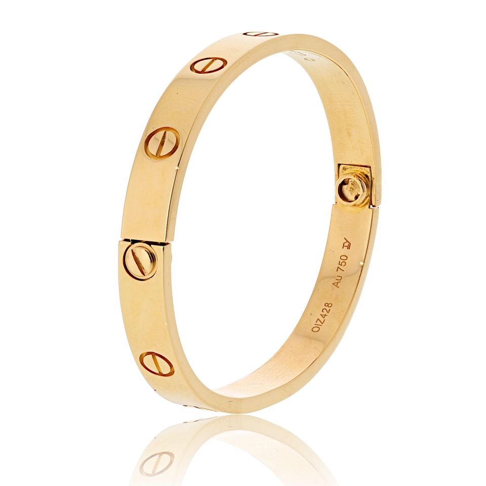 Cartier 18K Yellow Gold Love Bangle with 0.65ct Diamonds, Size 16