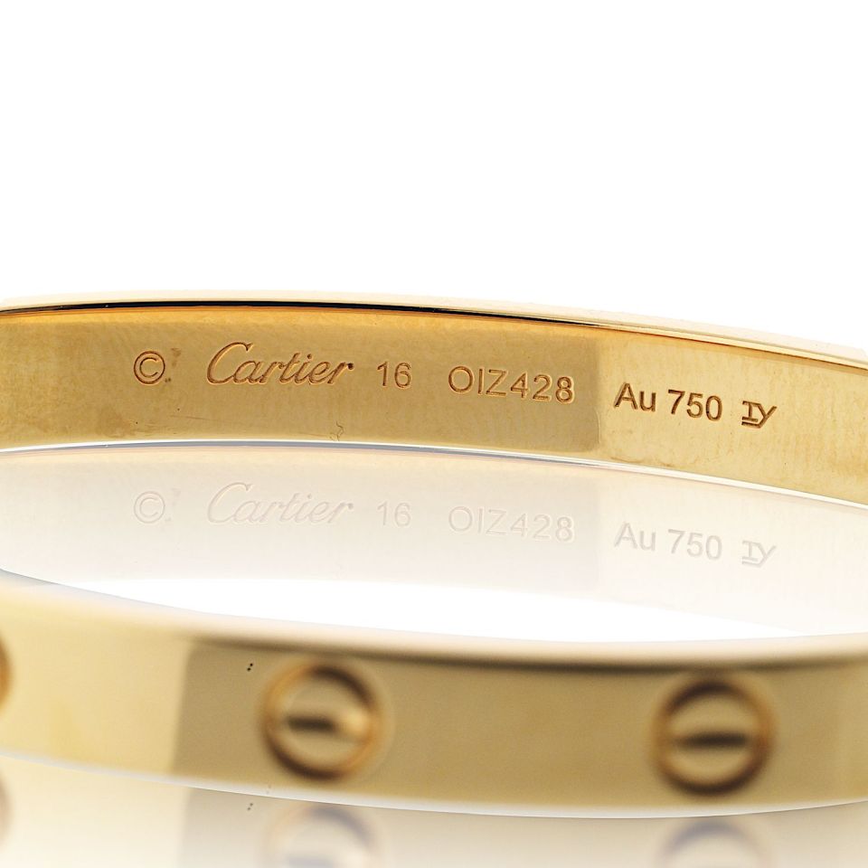 Cartier 18K Yellow Gold Love Bangle with 0.65ct Diamonds, Size 16