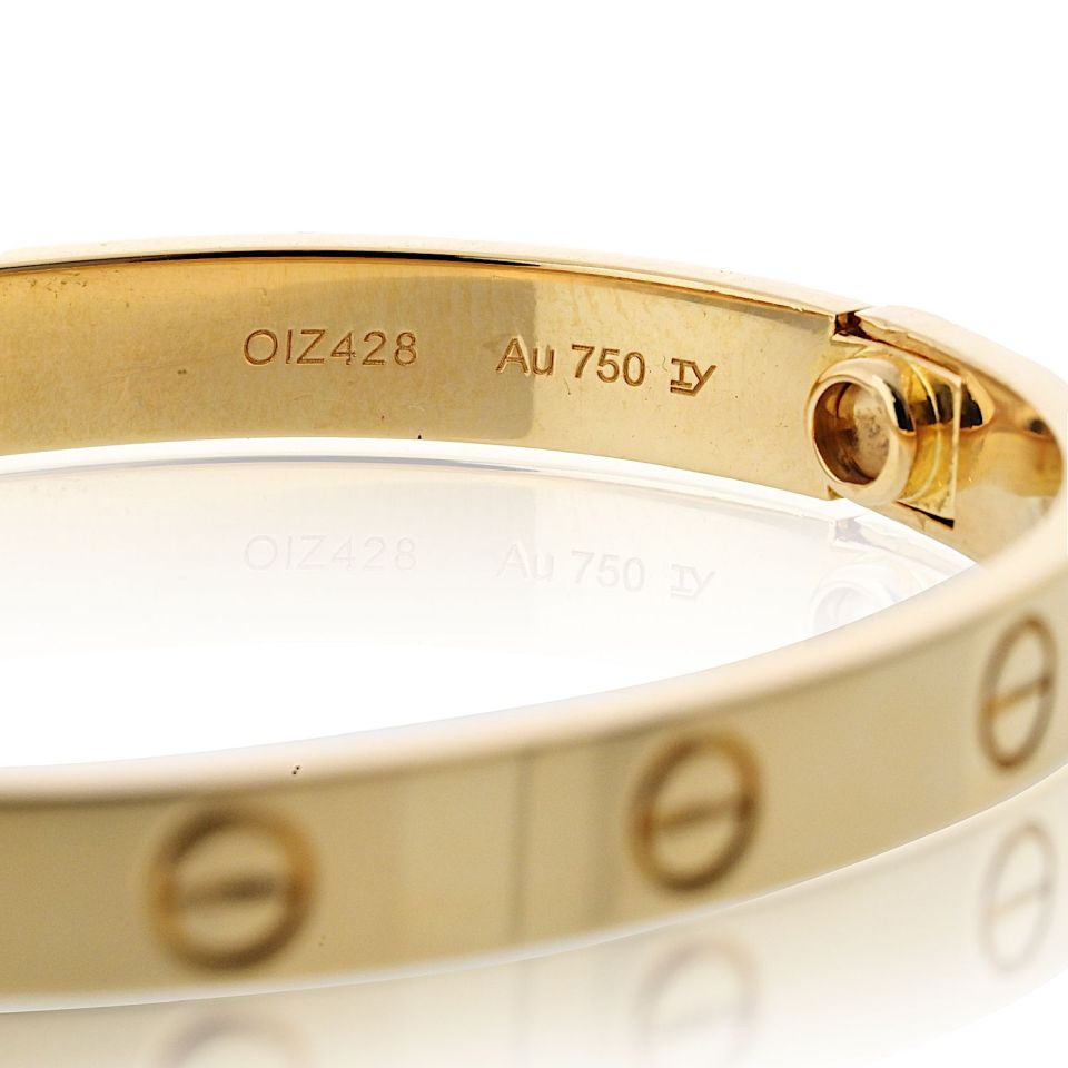 Cartier 18K Yellow Gold Love Bangle with 0.65ct Diamonds, Size 16