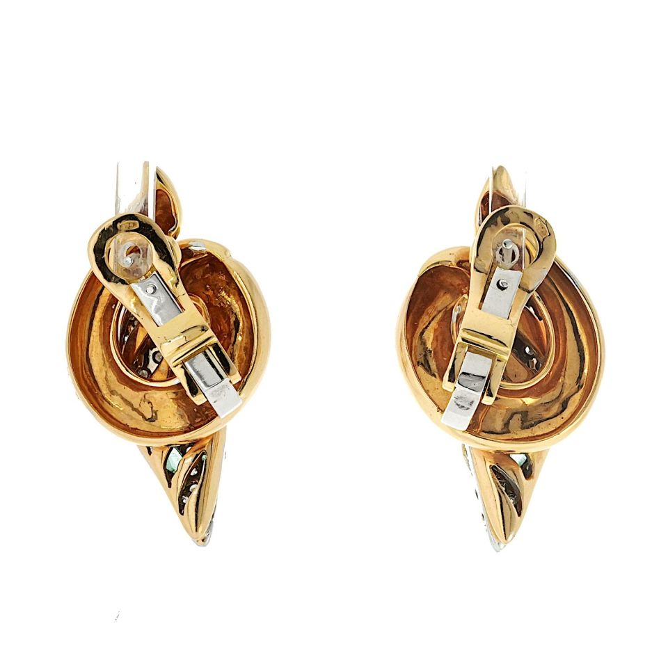Vintage Bvlgari Serpenti 18K Rose Gold Diamond Emerald Earrings