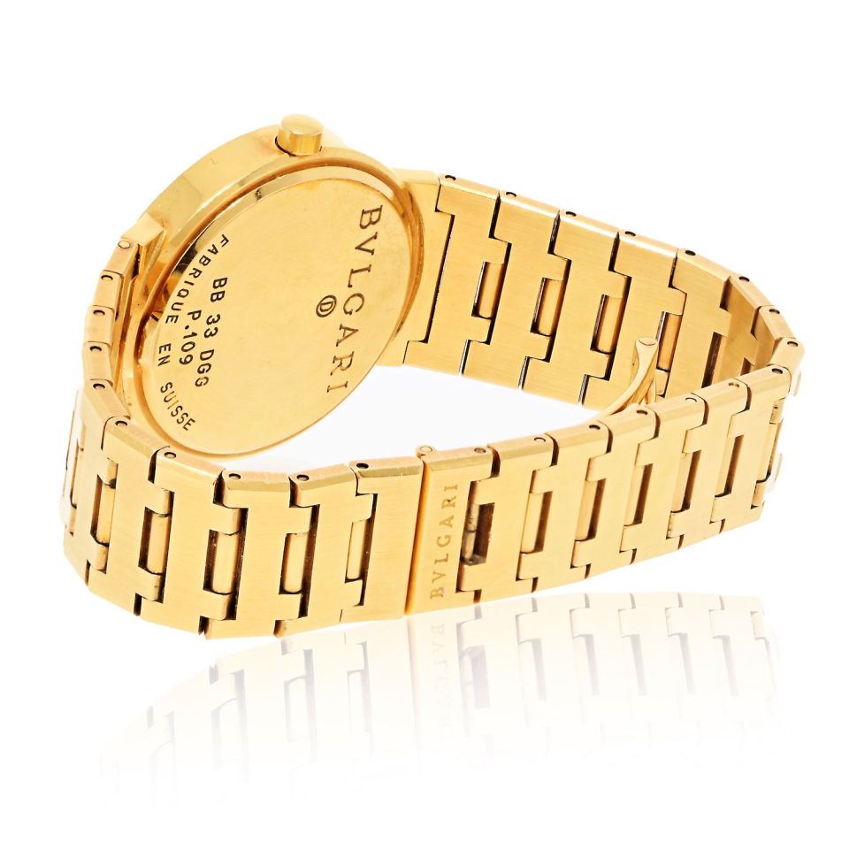 Bvlgari 18K Yellow Gold Men's Diamond Dial Vintage Watch BB 33 DGG