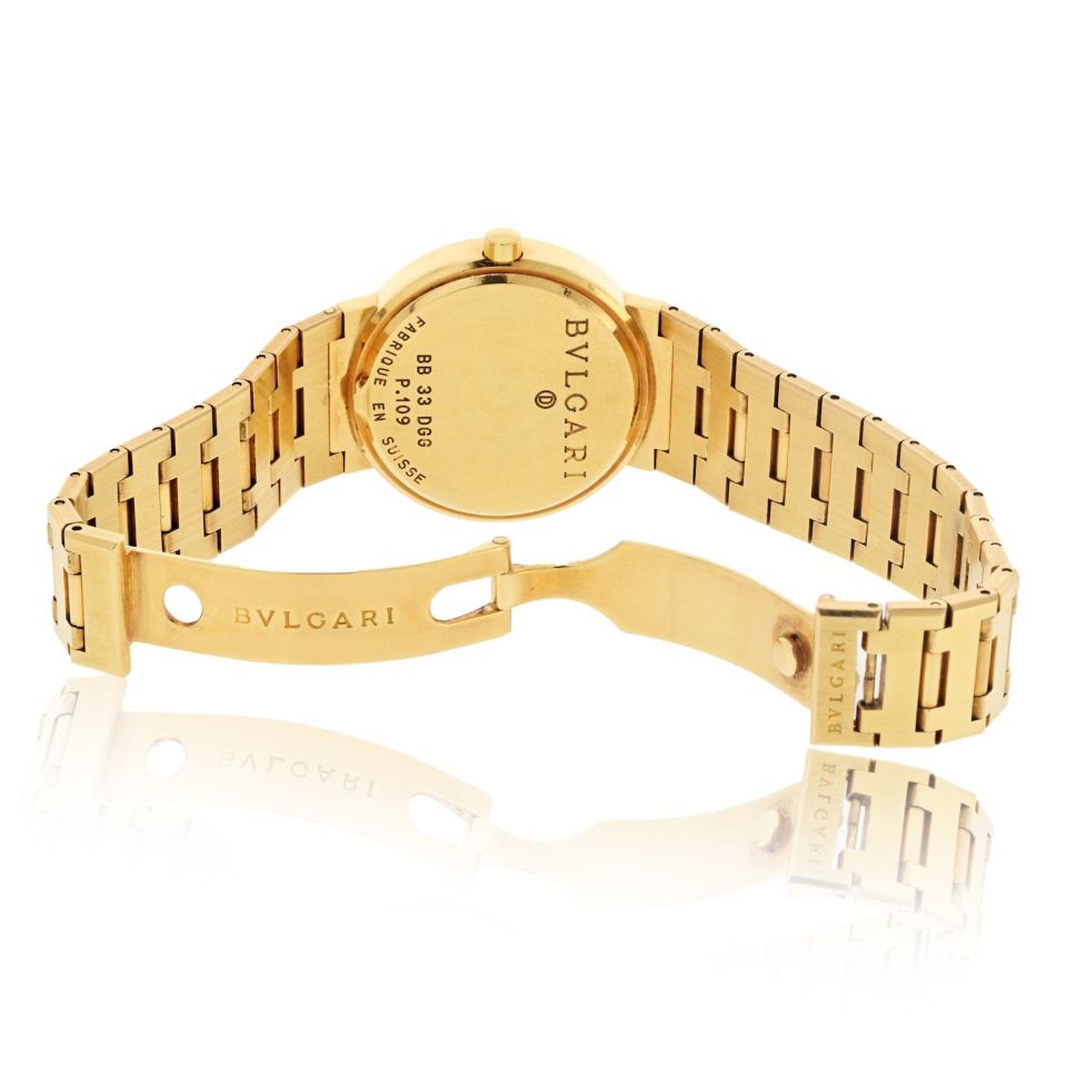 Bvlgari 18K Yellow Gold Men's Diamond Dial Vintage Watch BB 33 DGG