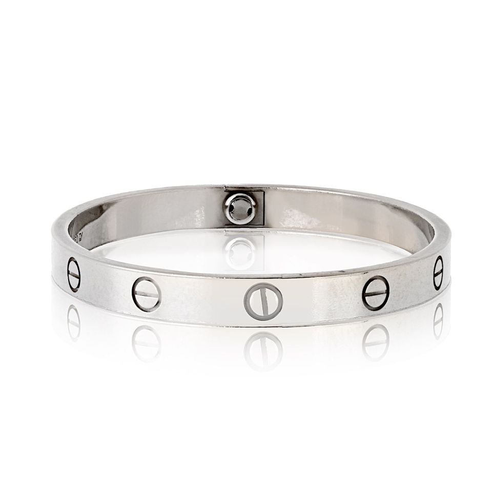 Cartier Love Bracelet in 18K White Gold, Size 17, with Screwdriver and Pouch