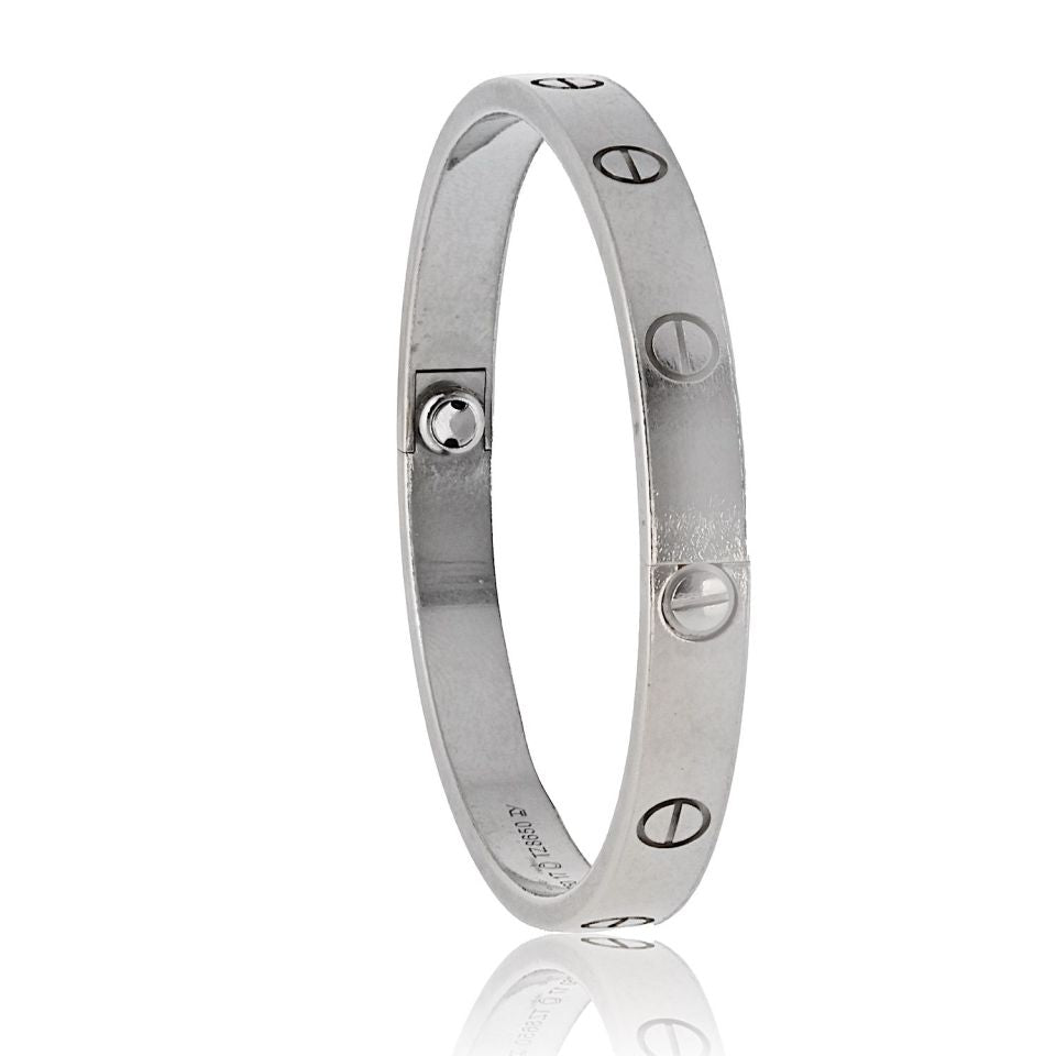 Cartier Love Bracelet in 18K White Gold, Size 17, with Screwdriver and Pouch