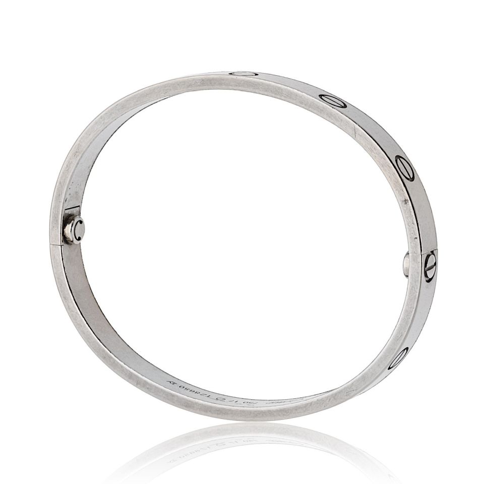 Cartier Love Bracelet in 18K White Gold, Size 17, with Screwdriver and Pouch