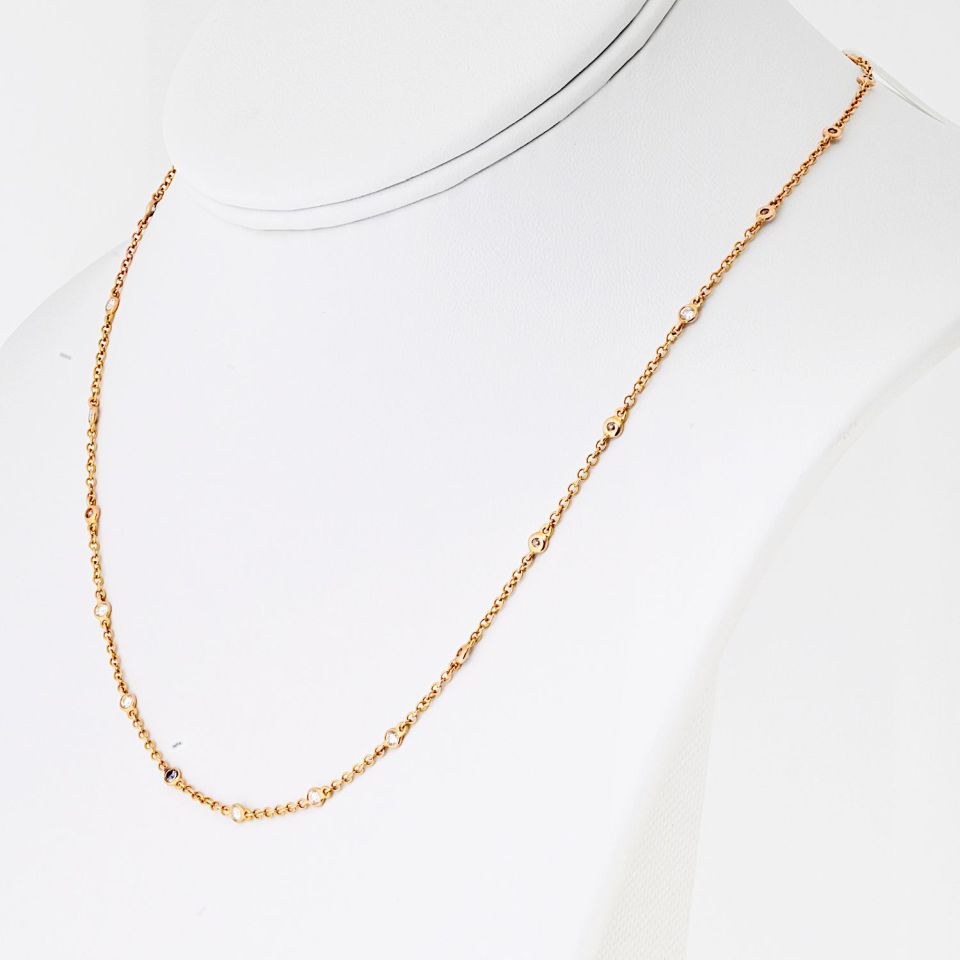 Tiffany 18K Rose Gold 0.6ct Diamond By The Yard Necklace 16"