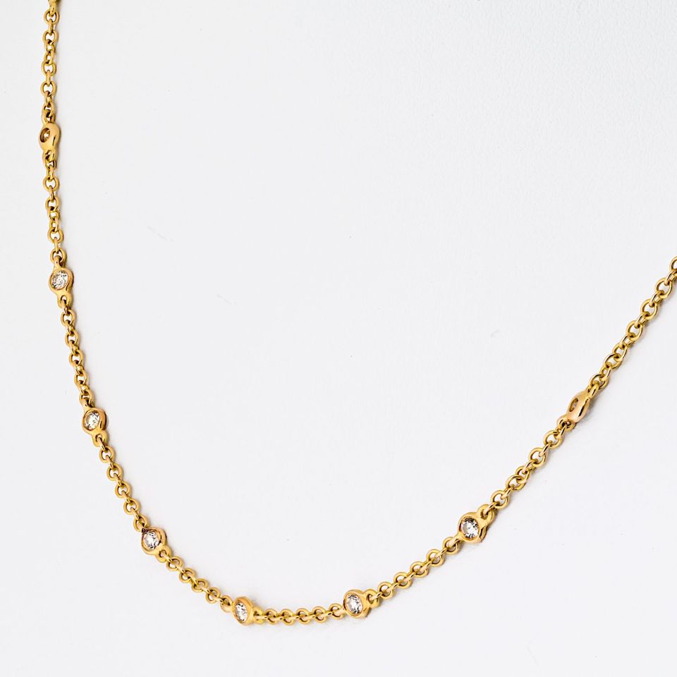 Tiffany 18K Rose Gold 0.6ct Diamond By The Yard Necklace 16"