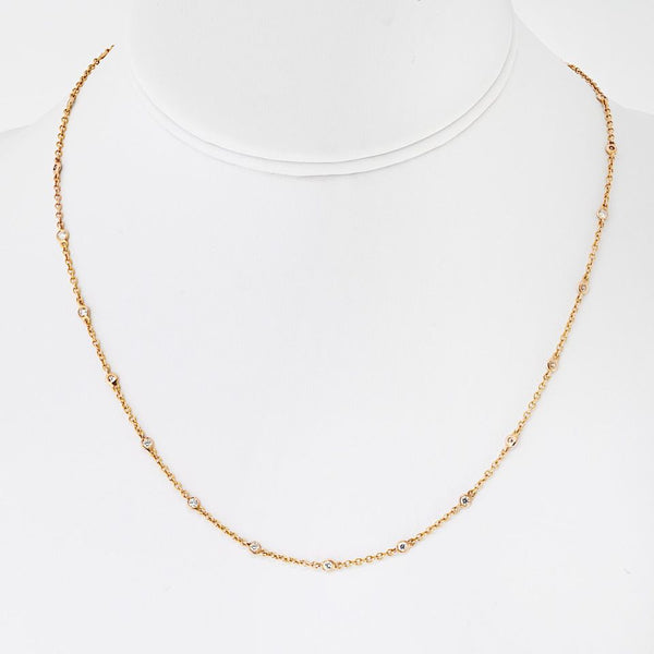 Pre-Owned Tiffany & Co. 18K Rose Gold Diamond By The Yard Diamonds by the Yard Necklace - Tiffany & Co. Dog Tag