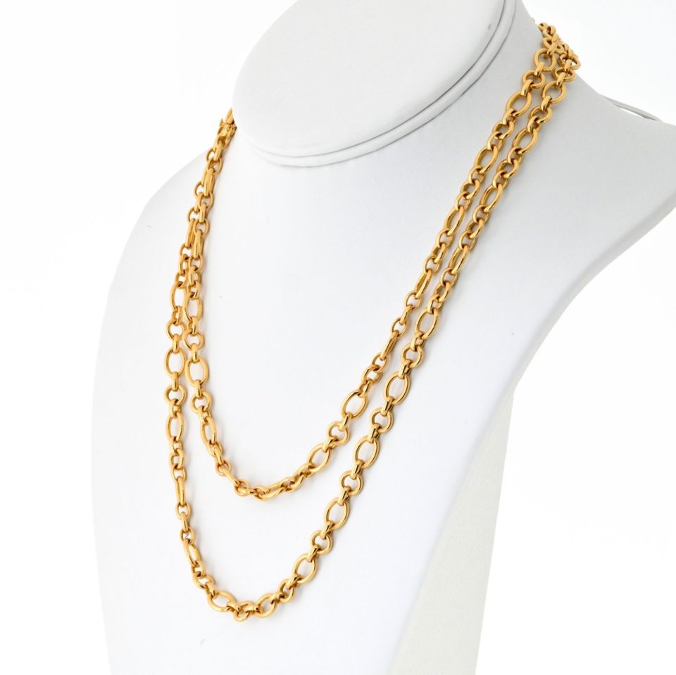 Cartier 18K Yellow Gold Oval and Round Link Chain Necklace, 36 Inches