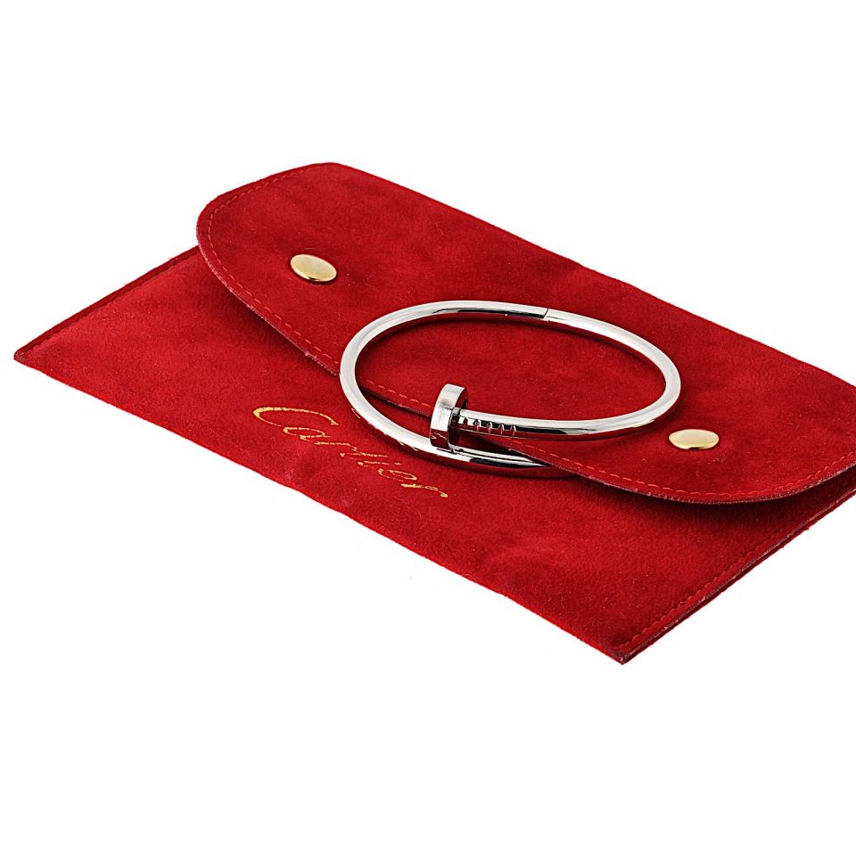 Cartier Juste Un Clou Bracelet in 18K White Gold, Size 15, with Red Pouch