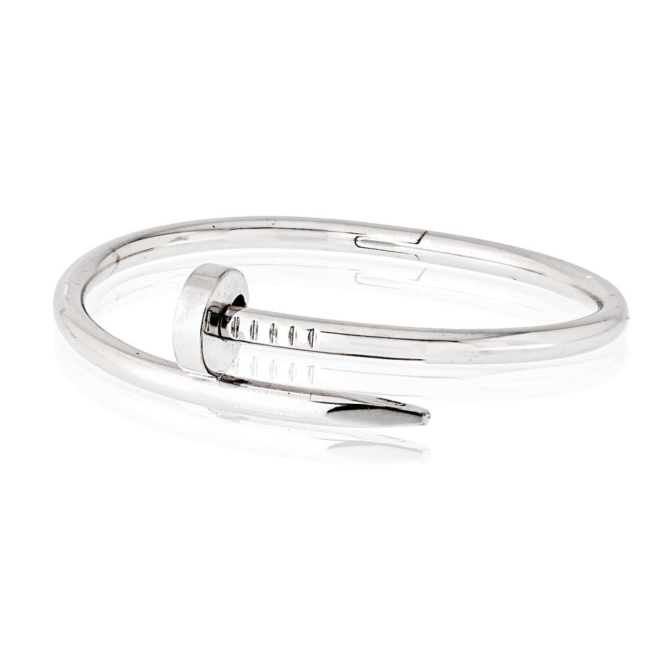 Cartier Juste Un Clou Bracelet in 18K White Gold, Size 15, with Red Pouch