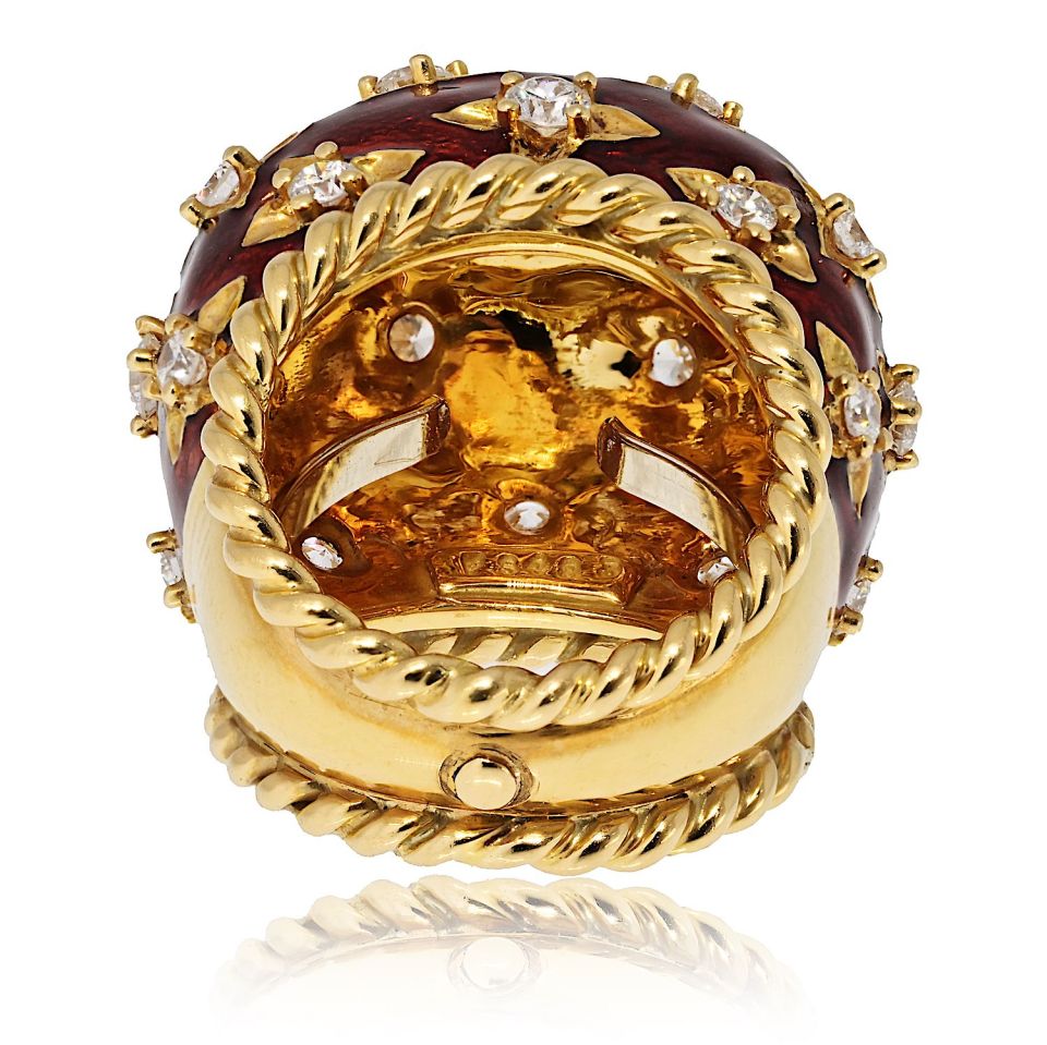 David Webb Estate Ring 18K Yellow Gold and Platinum 1.98 cts Diamond
