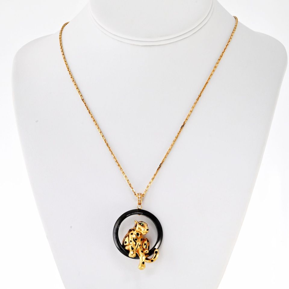 Cartier 18K Yellow Gold Panthere Black Ceramic Pendant — Laura Milman New York