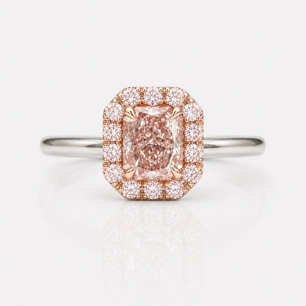 1.07ct Fancy Brownish Pink Radiant Diamond Ring FL GIA