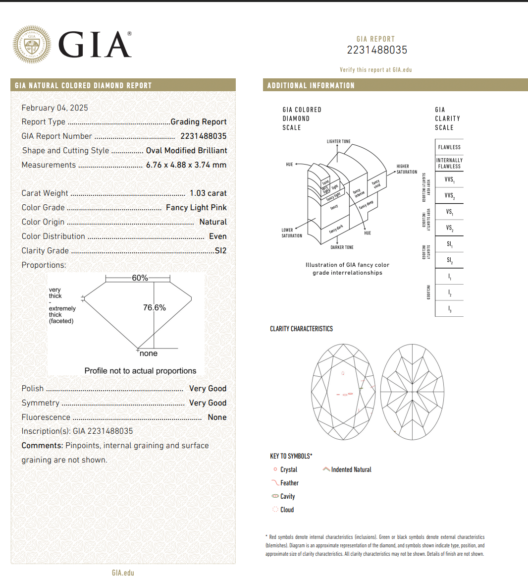 1.03ct Fancy Light Pink Oval Diamond Ring SI2 GIA — view 5 — Laura Milman New York