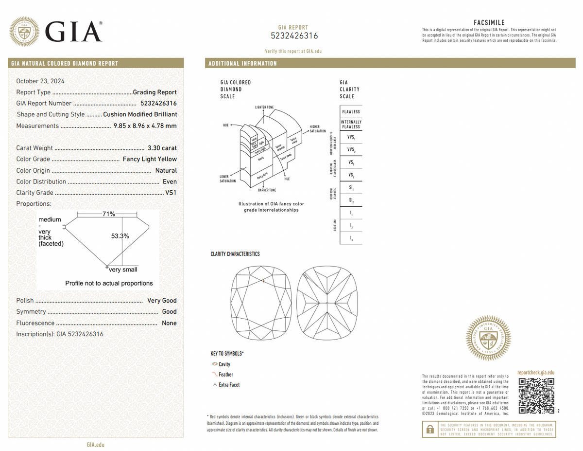 3.30ct Antique Inspired Fancy Light Yellow Cushion Diamond Ring VS1 GIA — view 3 — Laura Milman New York