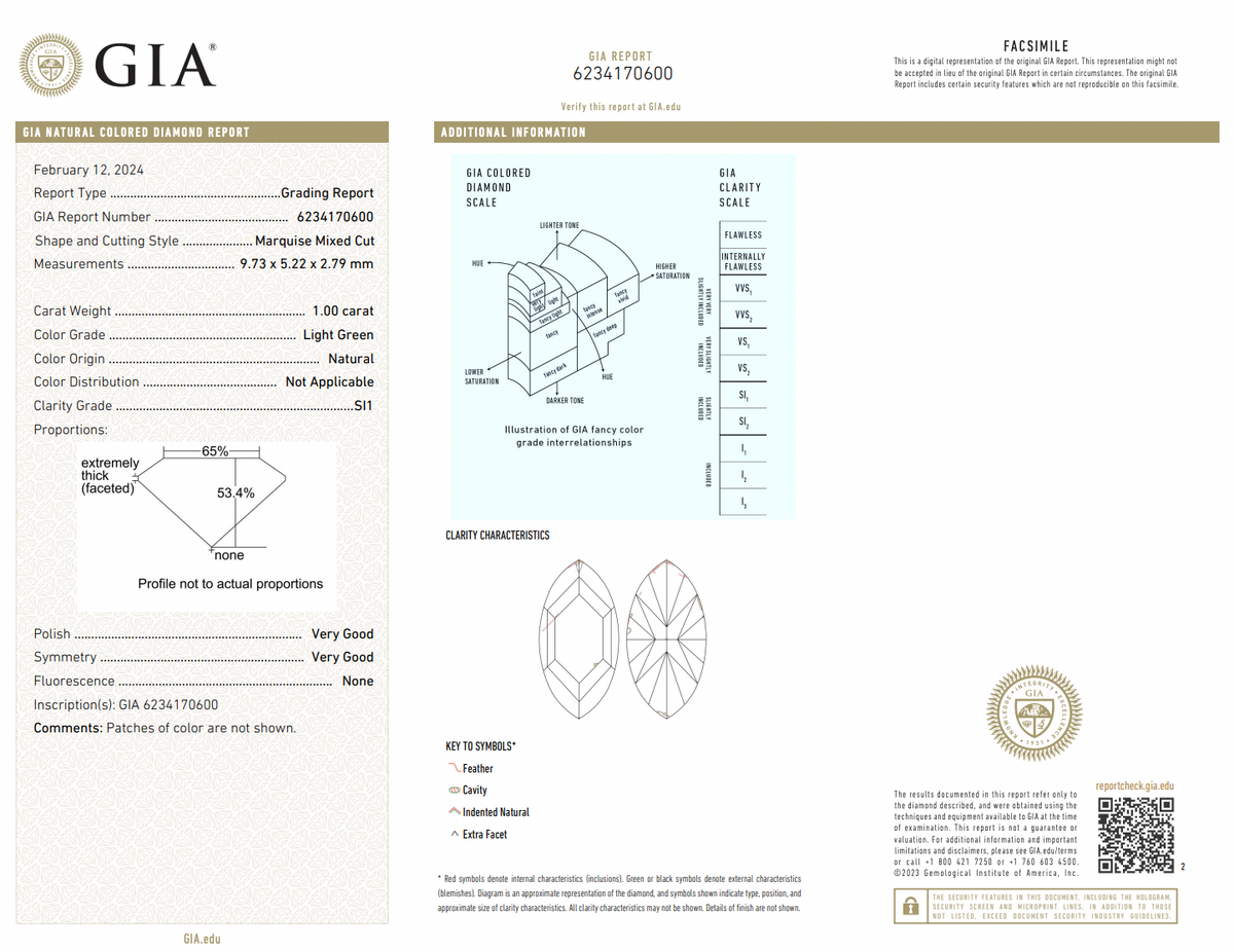 1.00ct Light Green Marquise Diamond Halo Detachable Halo Charm Pendant SI1 GIA — view 2 — Laura Milman New York