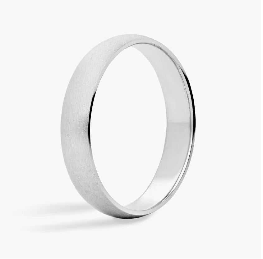 Matte Classic Brushed Wedding Ring in 14k White Gold (4mm) Sizable