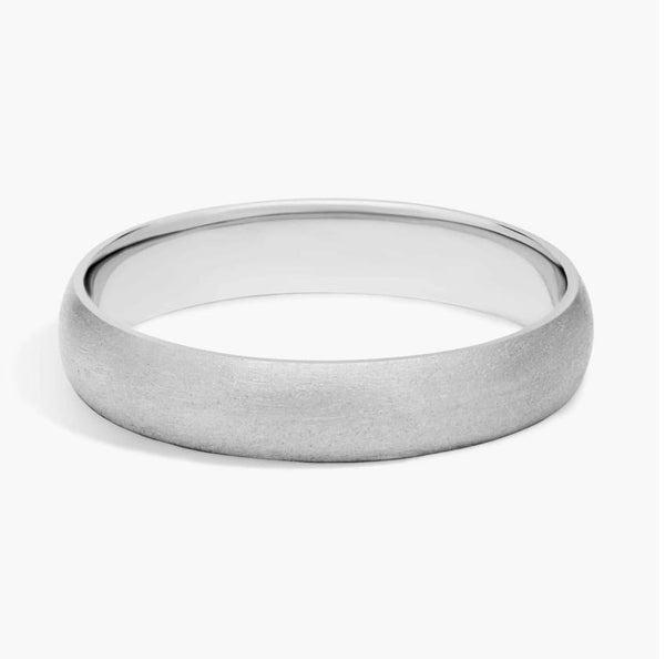Matte Classic Brushed Wedding Ring in 14k White Gold (4mm) Sizable
