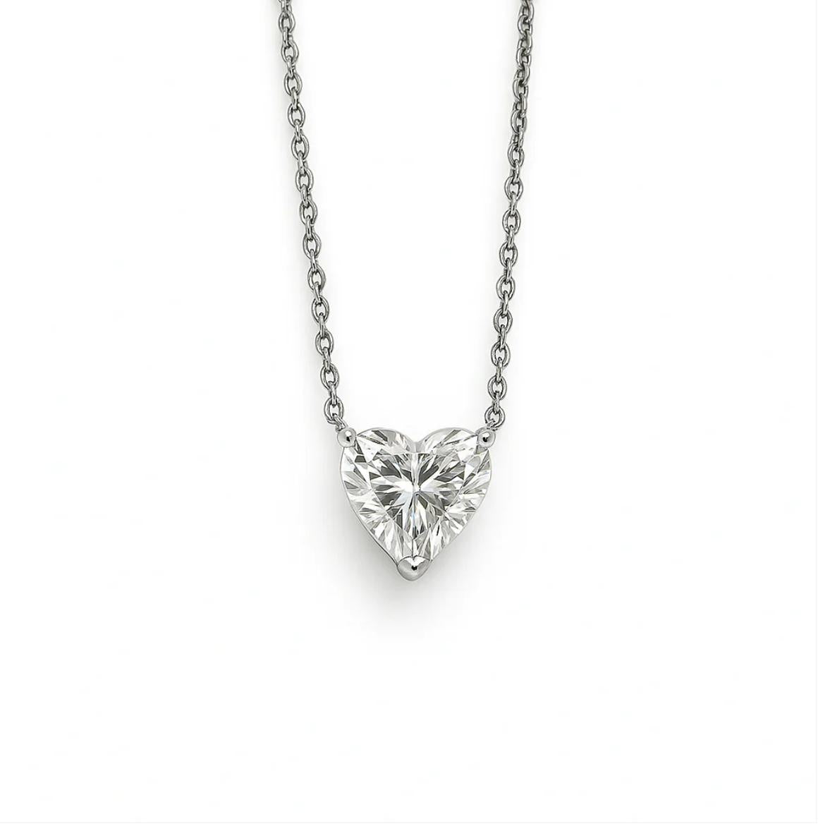 Lab Grown Heart Shaped Diamond Pendant in 14k White Gold .90ct — Laura Milman New York
