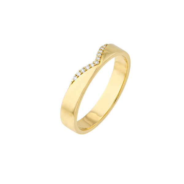 Diamond chevron polished band in 14K yellow gold — additional product view 1