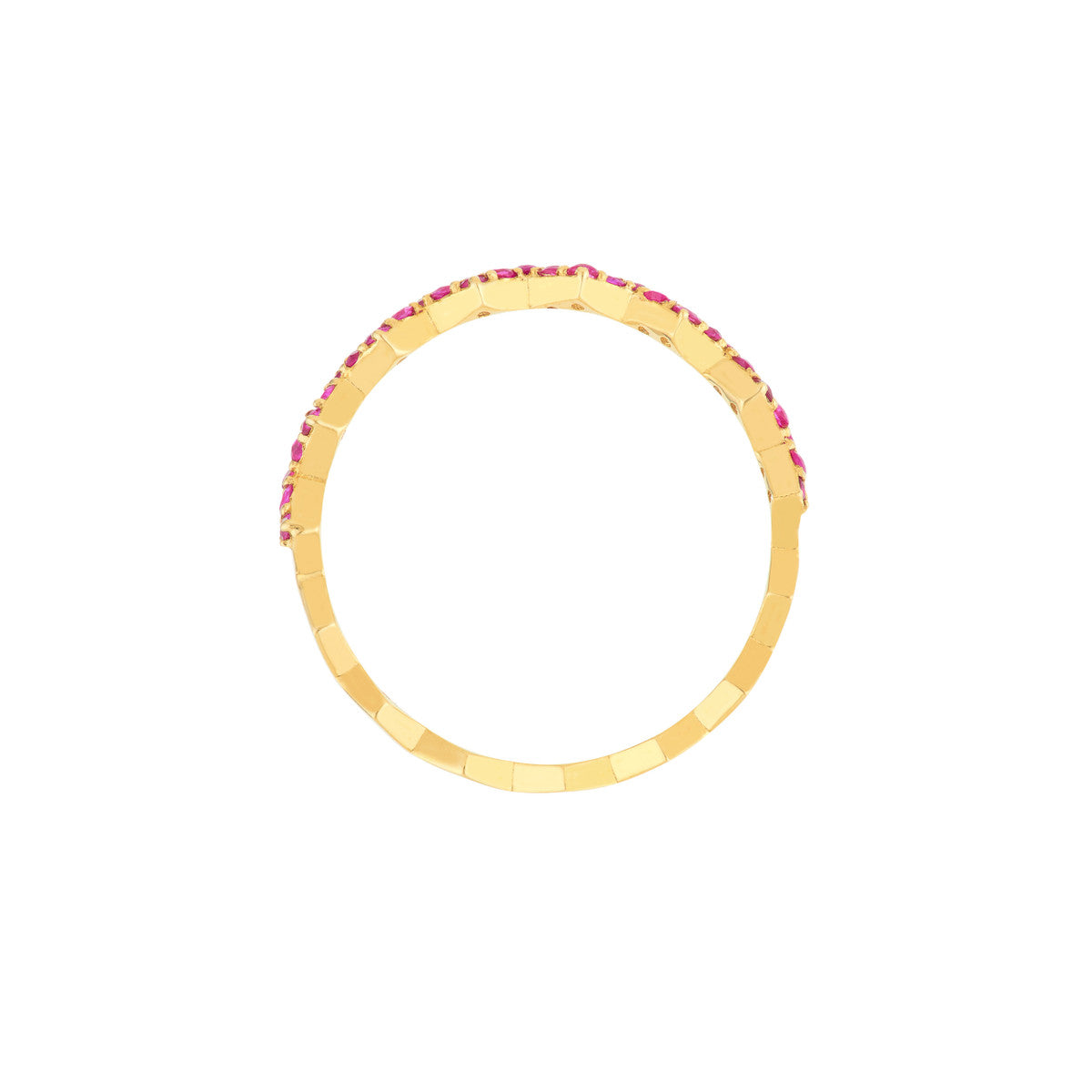 14K Gold Ruby Stones Zig Zag Ring