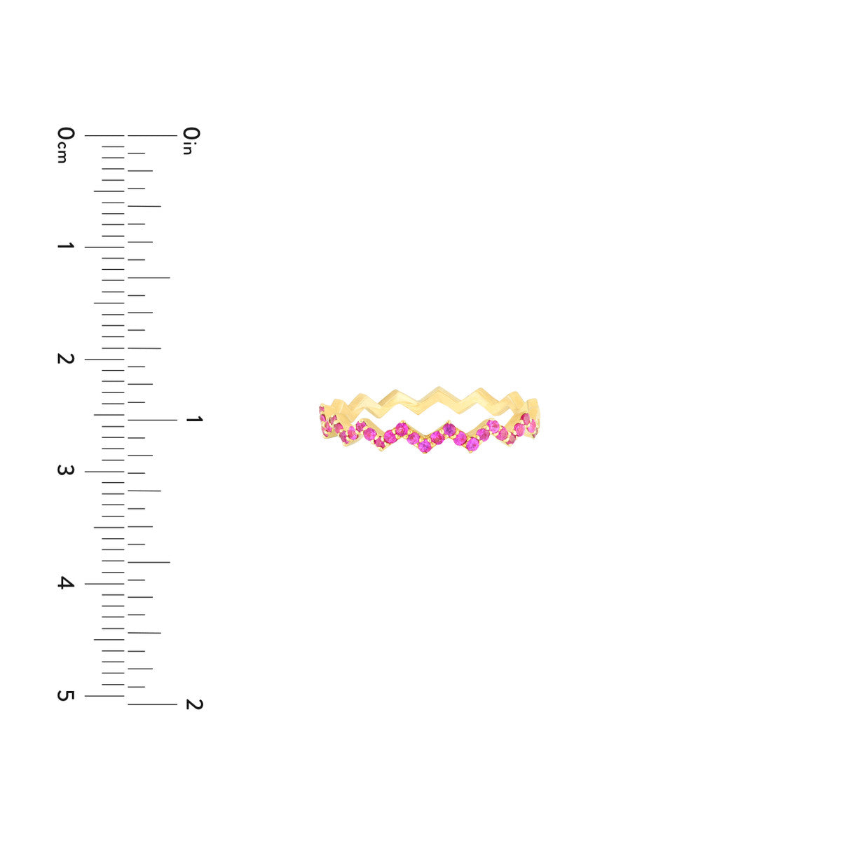14K Gold Ruby Stones Zig Zag Ring