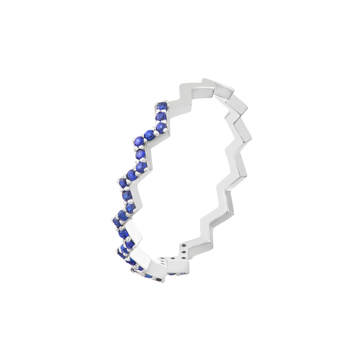 14K Gold Sapphire Stones Zig Zag Ring