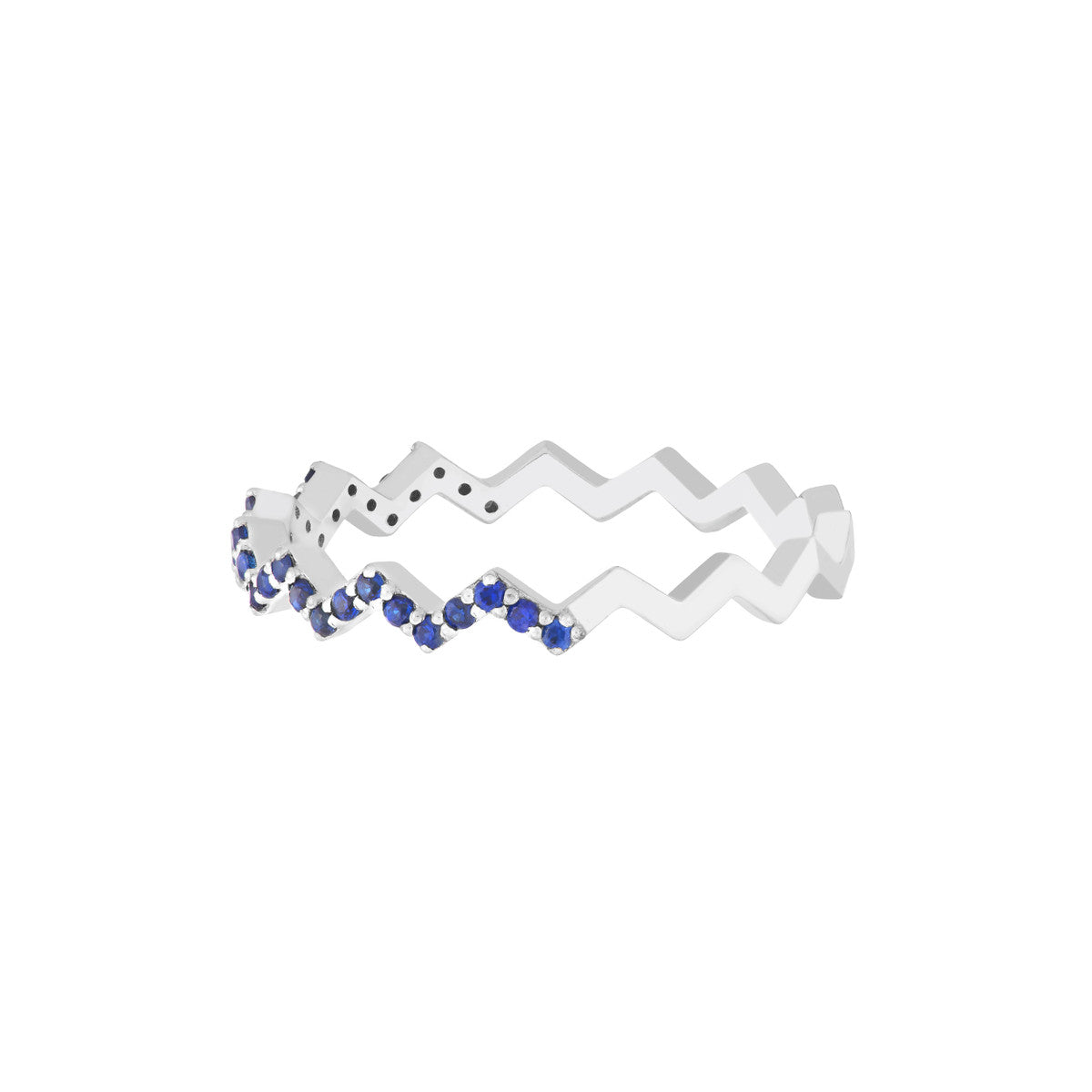 14K Gold Sapphire Stones Zig Zag Ring