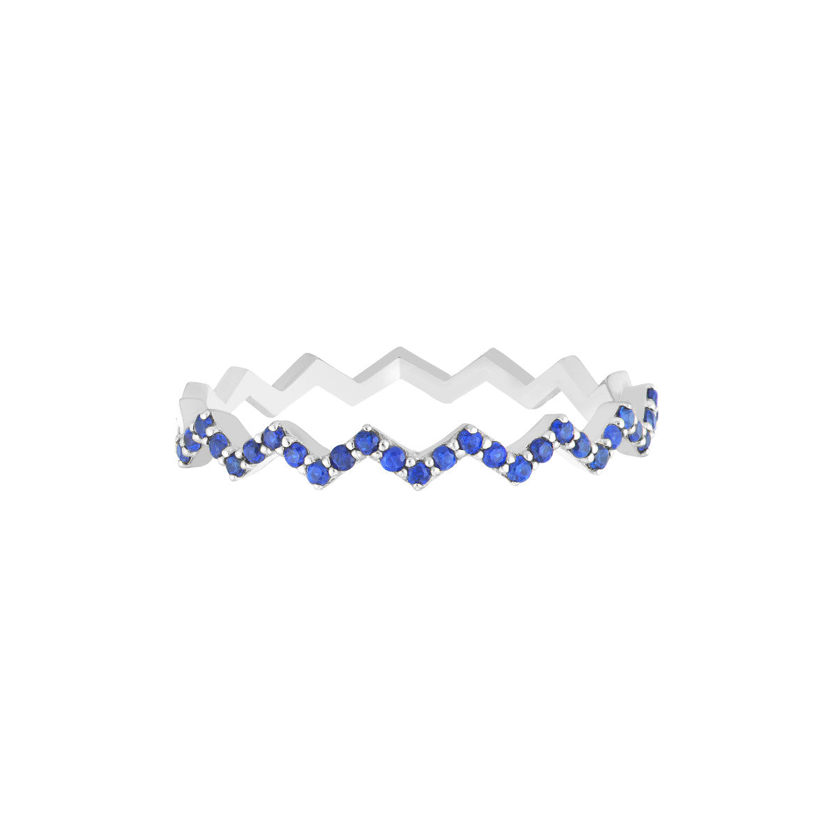 14K Gold Sapphire Stones Zig Zag Ring