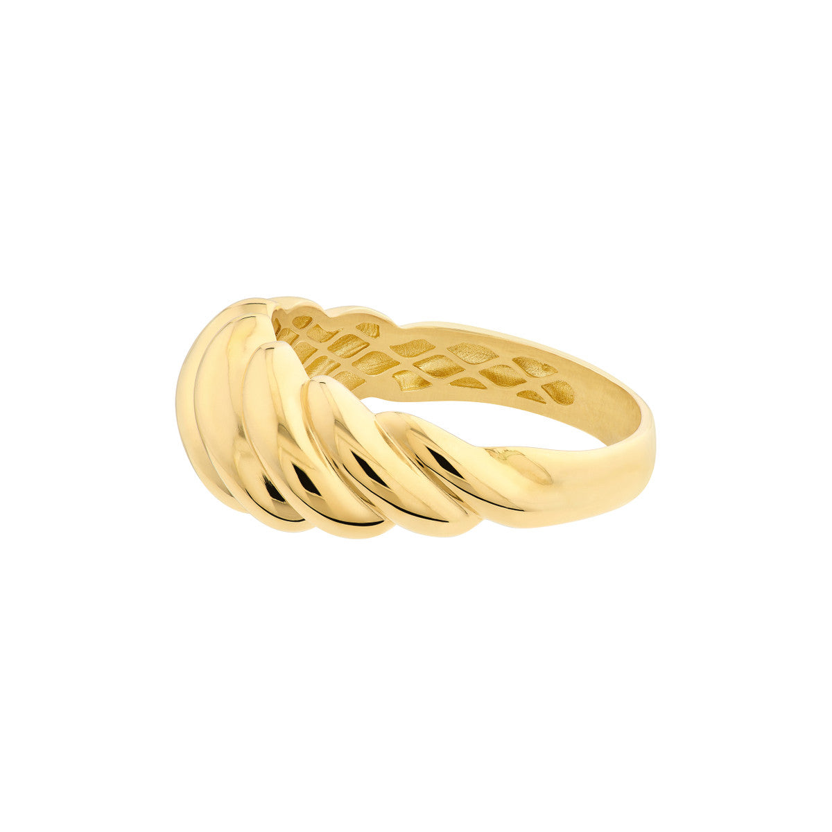 14K Gold Polished Twist Ribbed Ring