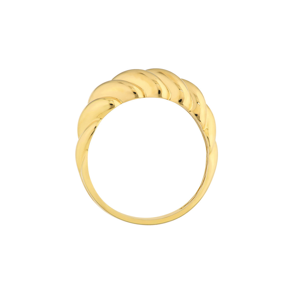 14K Gold Polished Twist Ribbed Ring