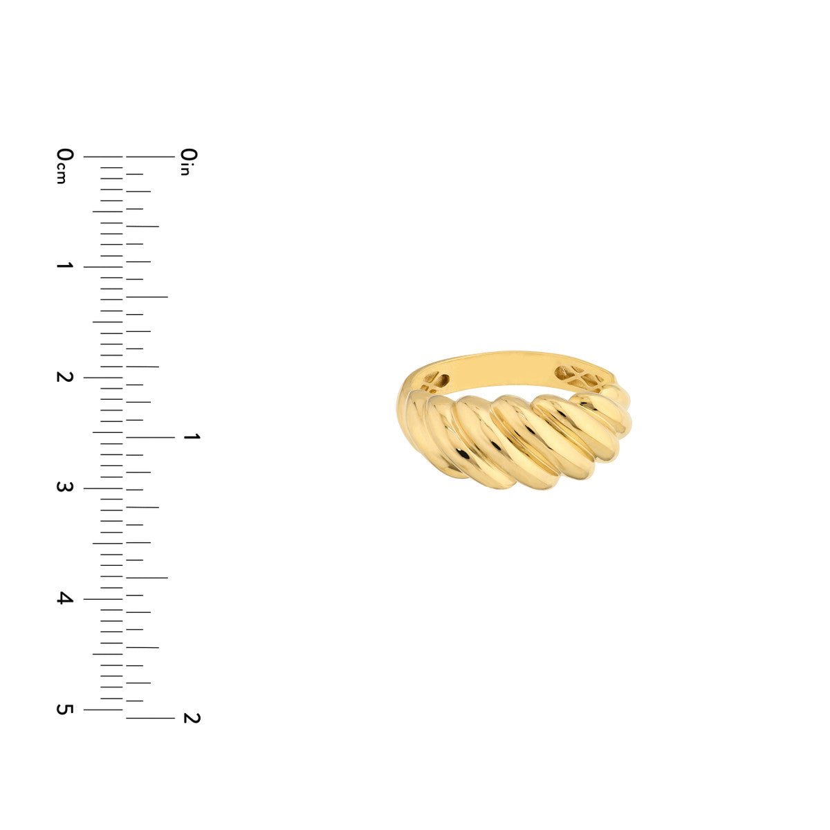 14K Gold Polished Twist Ribbed Ring