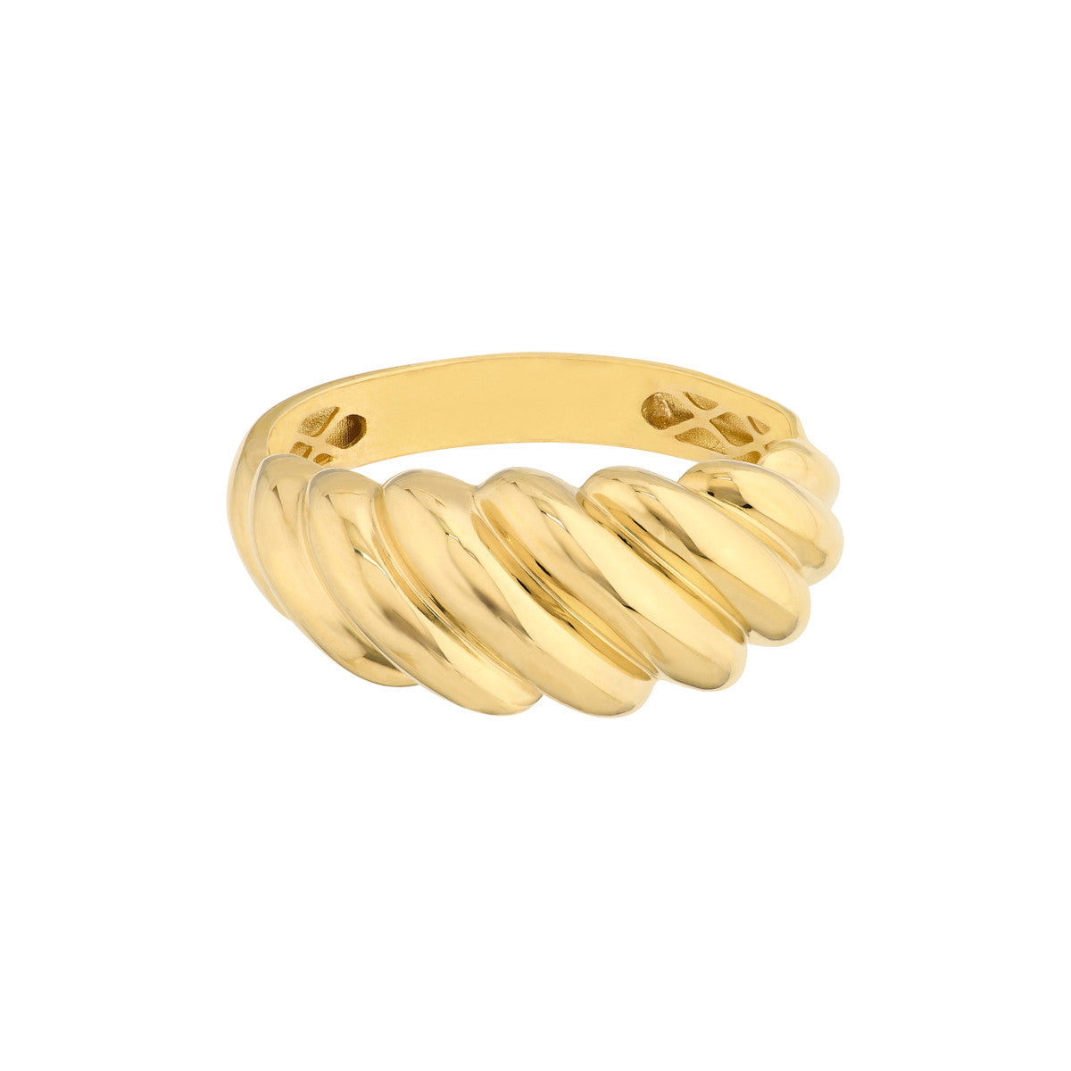 14K Gold Polished Twist Ribbed Ring