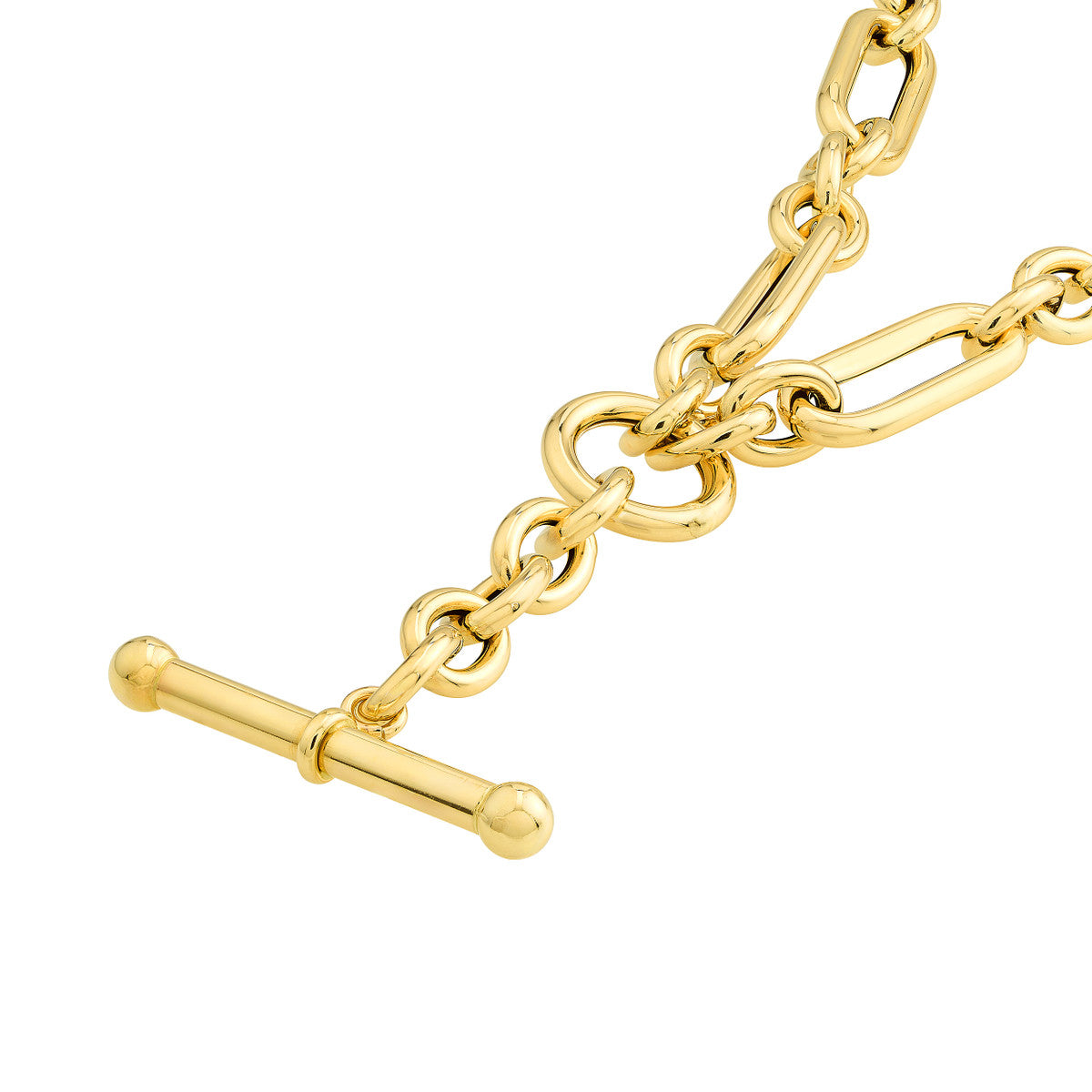 14K Gold Paperclip Link Chain Statement Necklace 3+1 Paper Clip Lariat Necklace