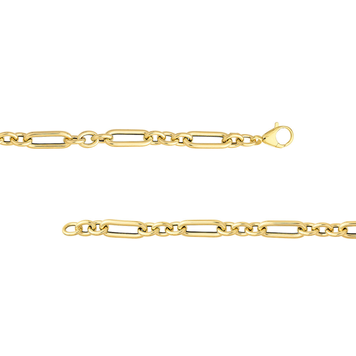 14K Gold Paperclip Link Chain Statement Necklace 3+1 Paper Clip Lariat Necklace