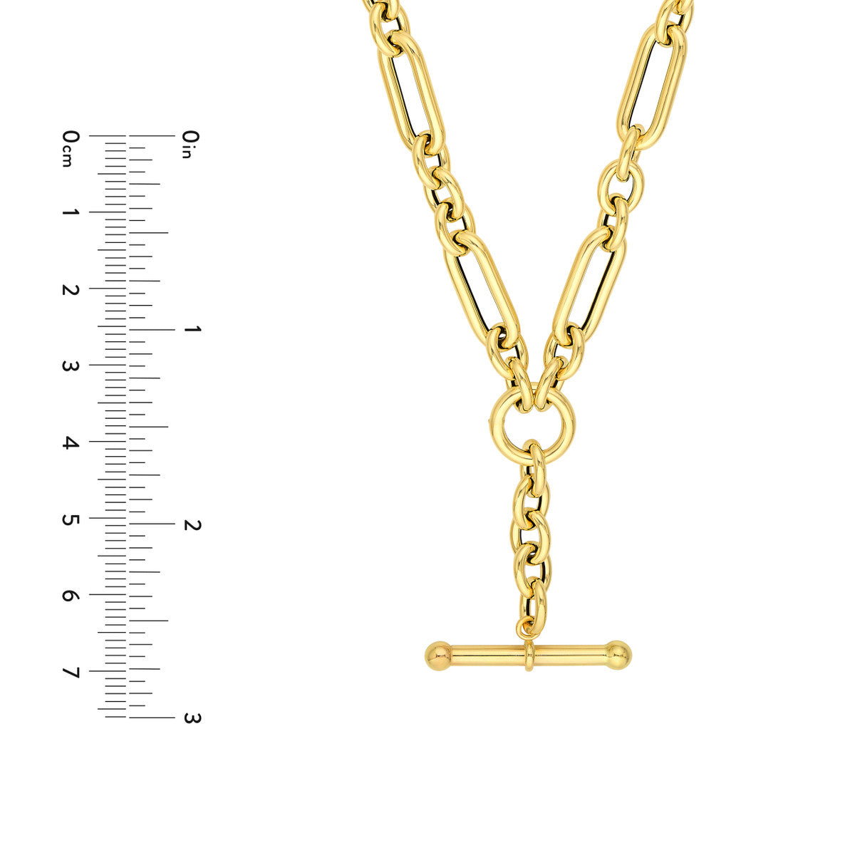 14K Gold Paperclip Link Chain Statement Necklace 3+1 Paper Clip Lariat Necklace