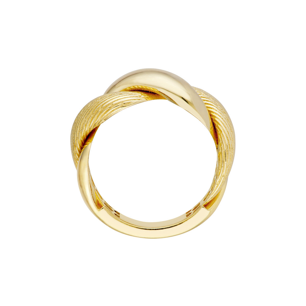14K Gold Statement Textured and Polished Twist Ring