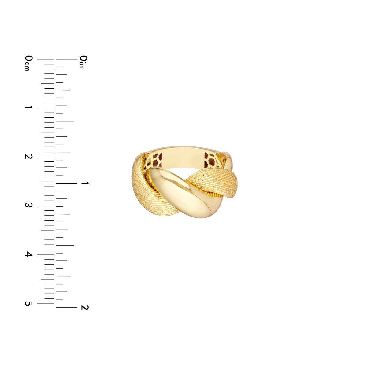 14K Gold Statement Textured and Polished Twist Ring