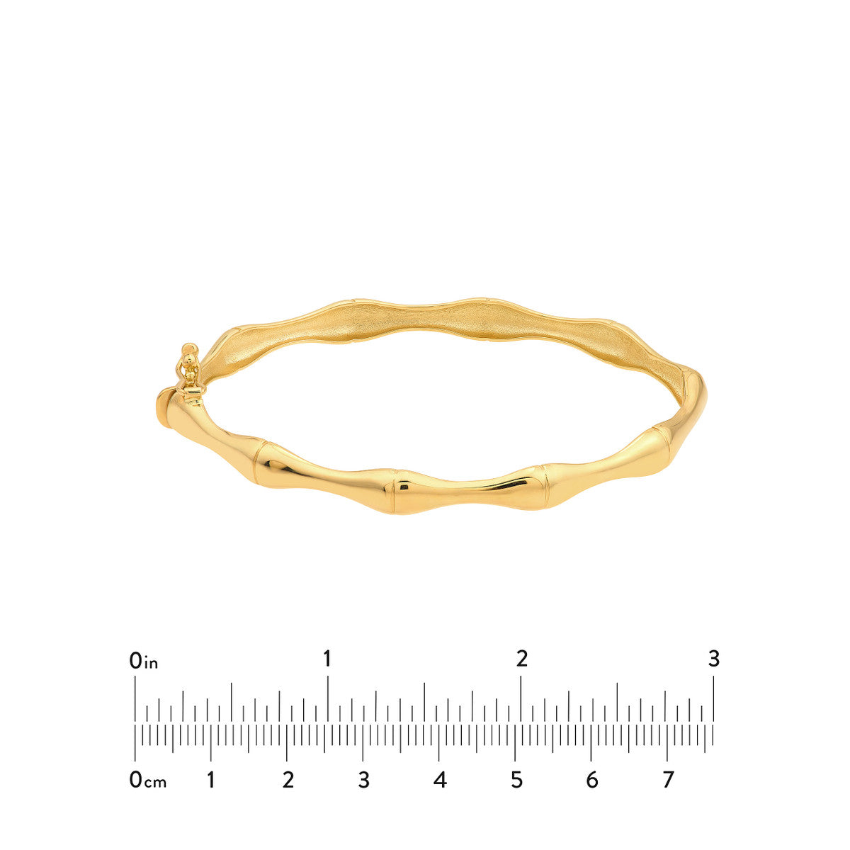 14K Gold Bracelet Polished Bamboo Style Bangle Bracelet