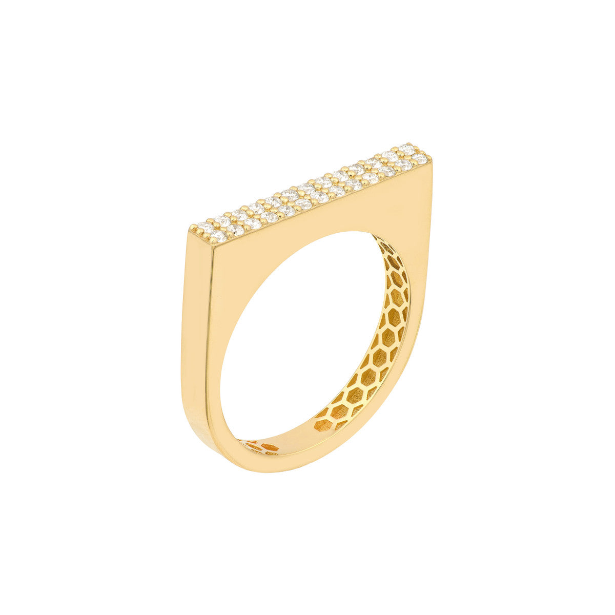 14K Gold Diamond 1/4tcw Diamond Bar Ring
