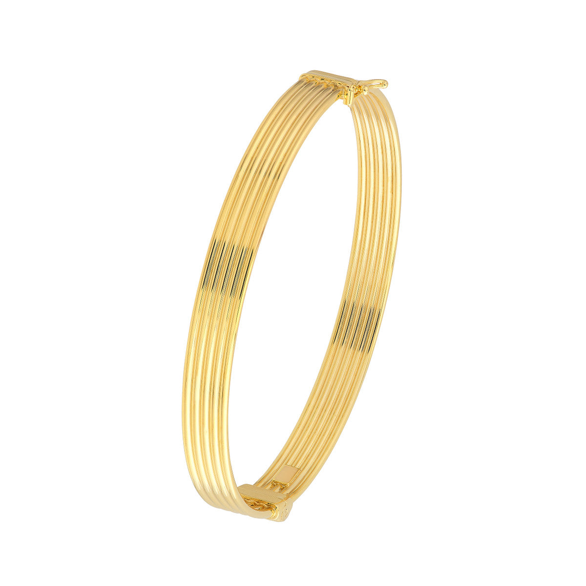 14K Gold Polished Textured Bangle