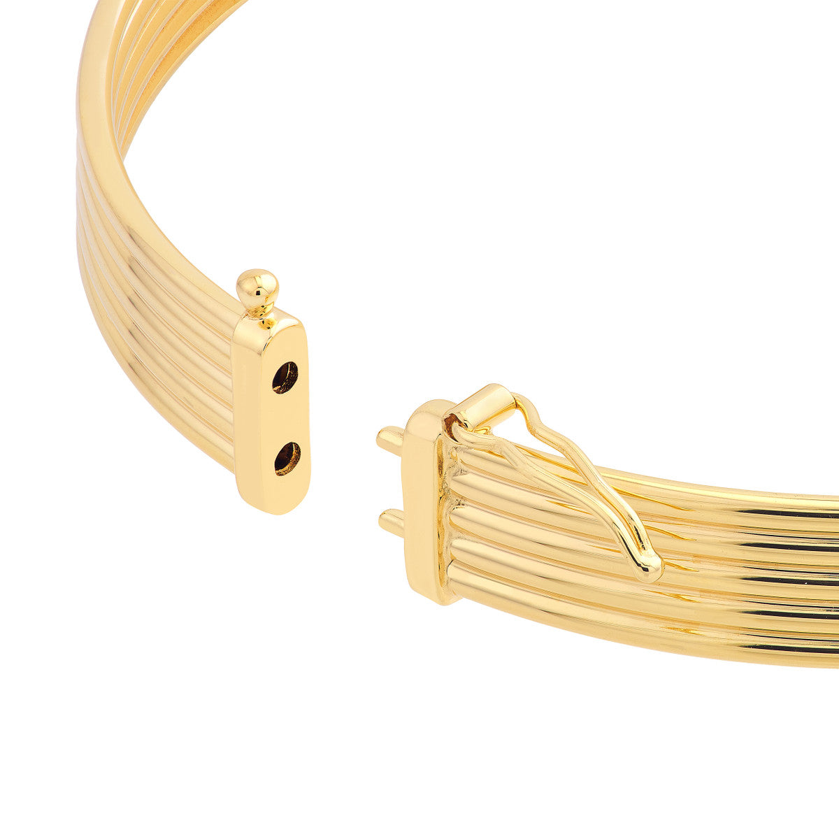 14K Gold Polished Textured Bangle