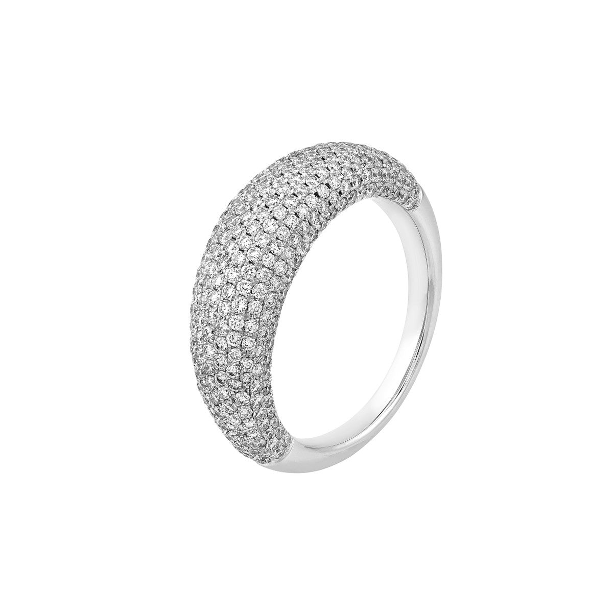 14K Gold Diamond Statement Diamond Pave Dome Ring (White Gold)