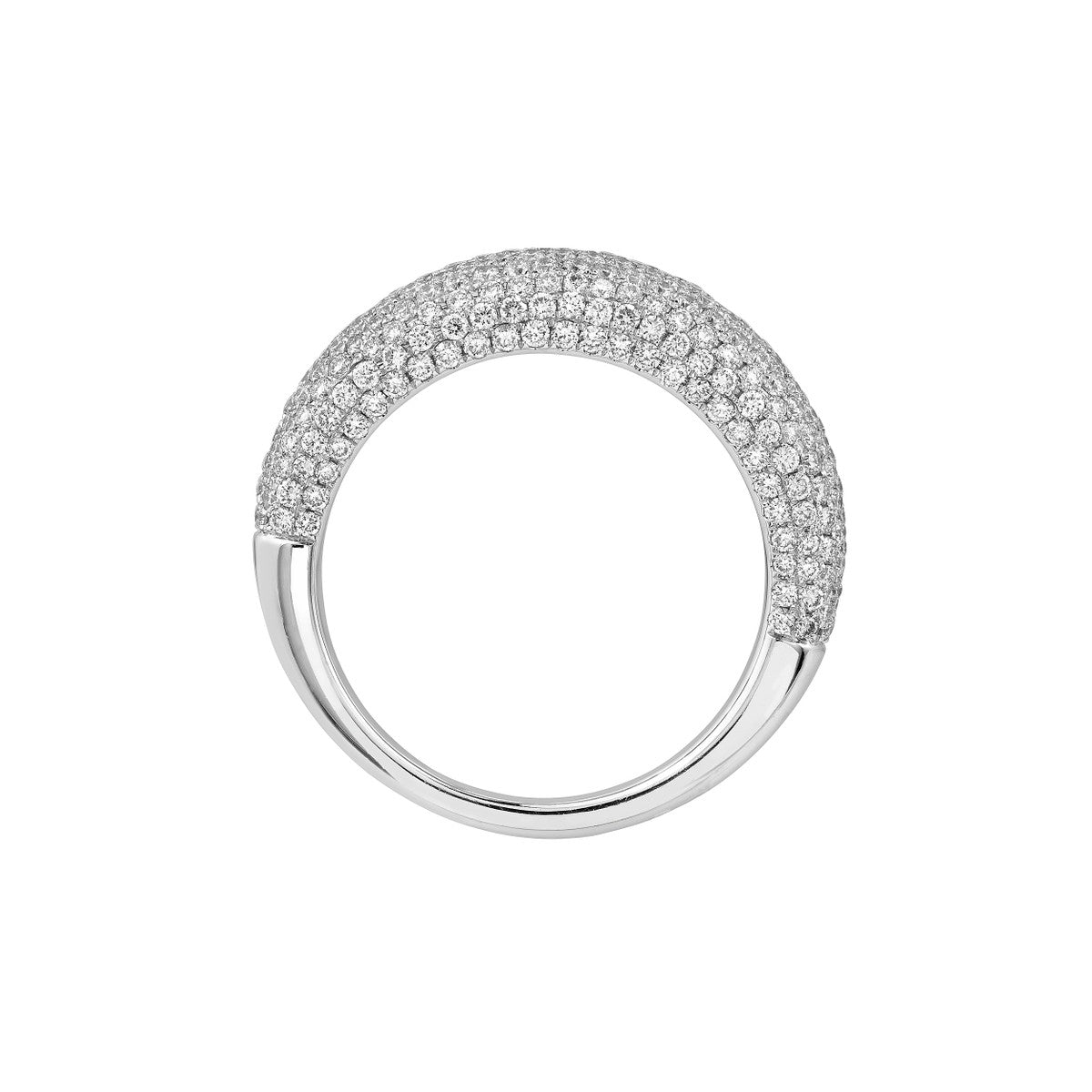 14K Gold Diamond Statement Diamond Pave Dome Ring (White Gold)