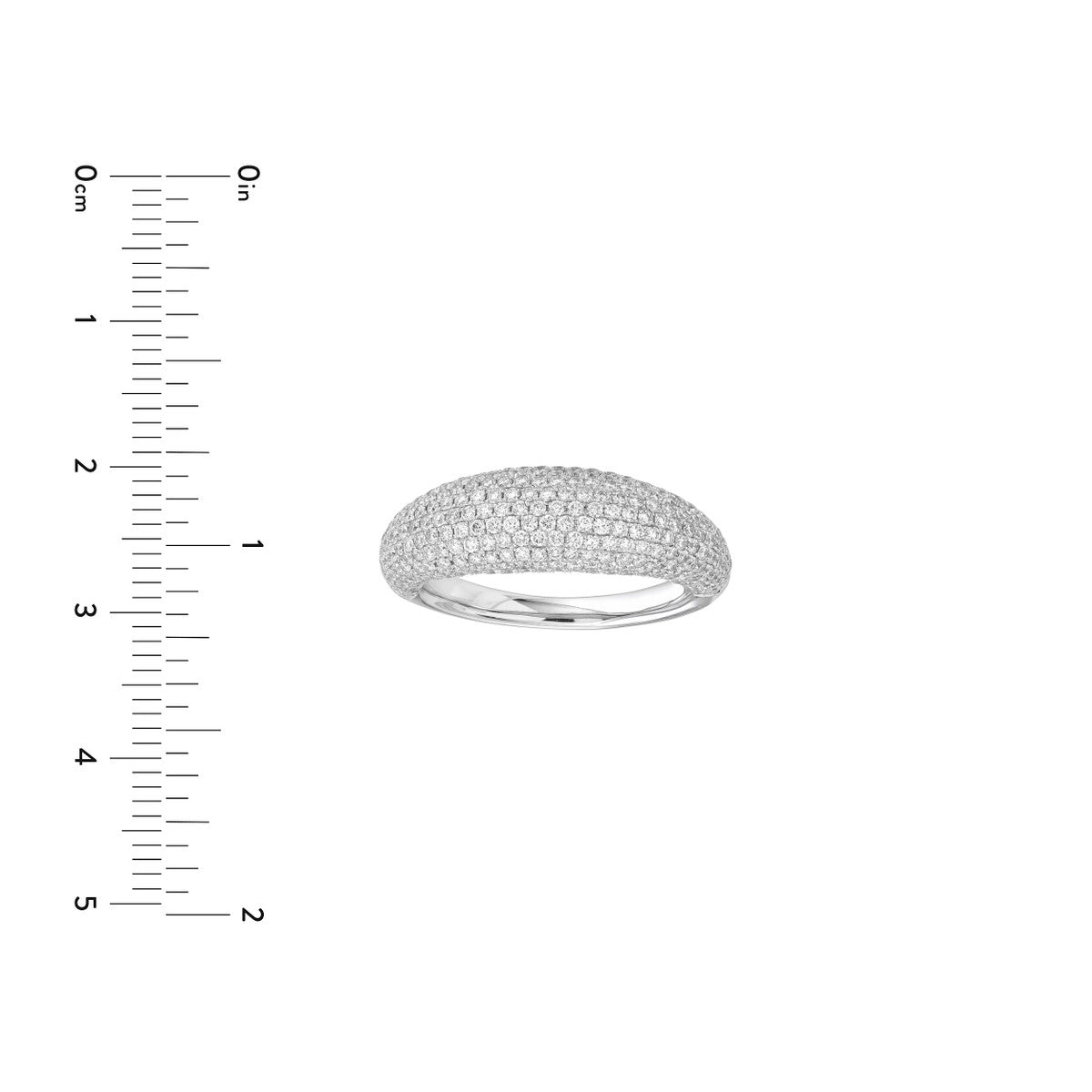 14K Gold Diamond Statement Diamond Pave Dome Ring (White Gold)