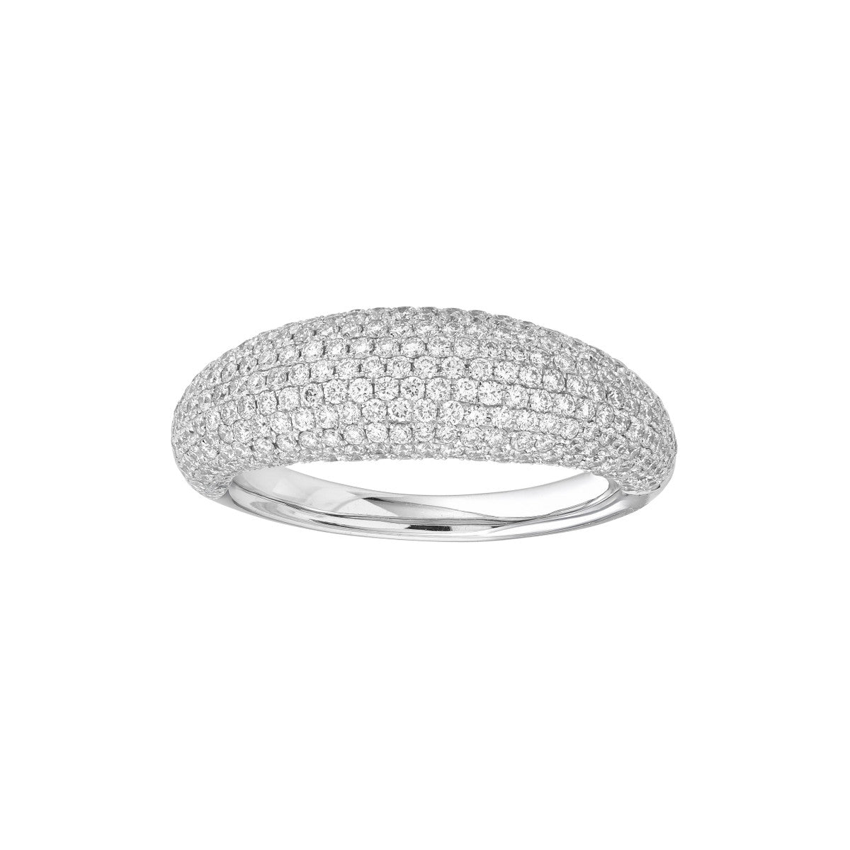 14K Gold Diamond Statement Diamond Pave Dome Ring (White Gold)