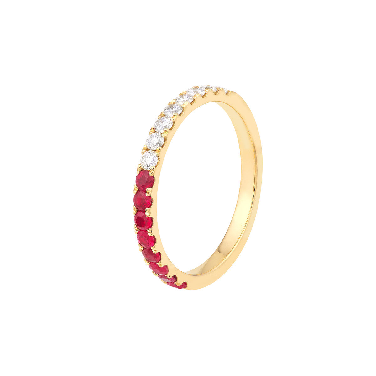 14K Gold Diamond 50/50 Ruby & Diamond Stackable Band