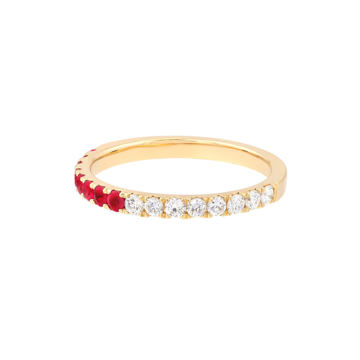 14K Gold Diamond 50/50 Ruby & Diamond Stackable Band